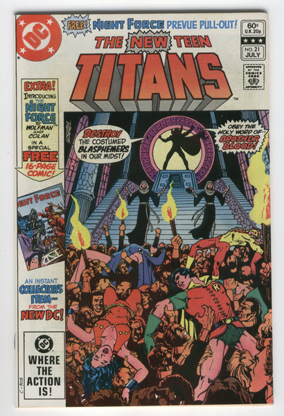 NEW TEEN TITANS #21 comic book 1st appearance BROTHER BLOOD DC