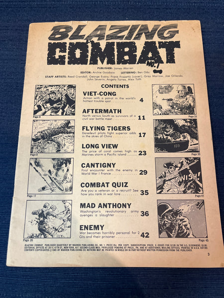 Blazing Combat #1 Silver Age Magazine Coverless Fair