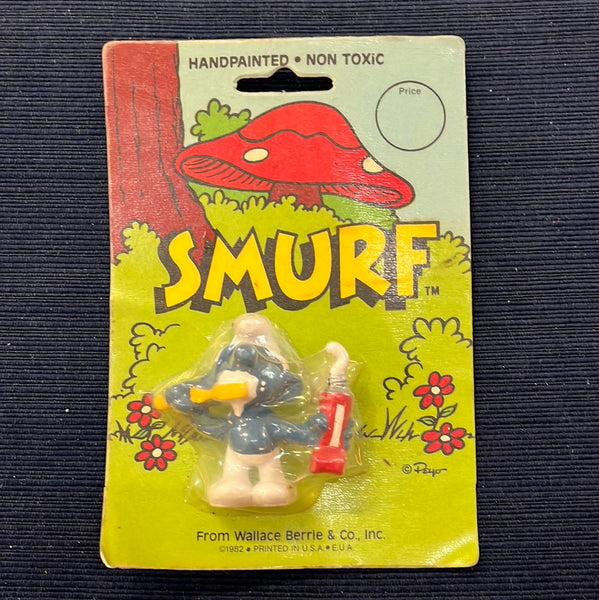Vintage Smurf Figurine Sealed on Card Wallace Bertie & Co 1982 Rare