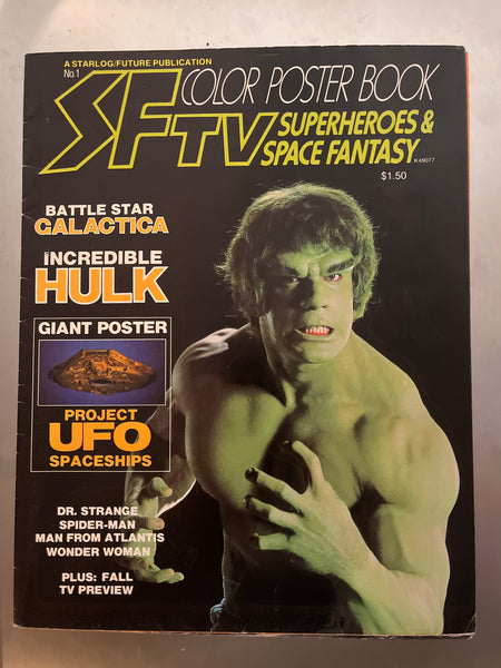 SF Color Poster Book #1 Battlestar Galactica Incredible Hulk Spider-Man! HTF 1978 FVF