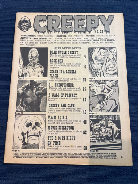 Creepy #32 Neal Adams Horror Classic 1970 Coverless FR