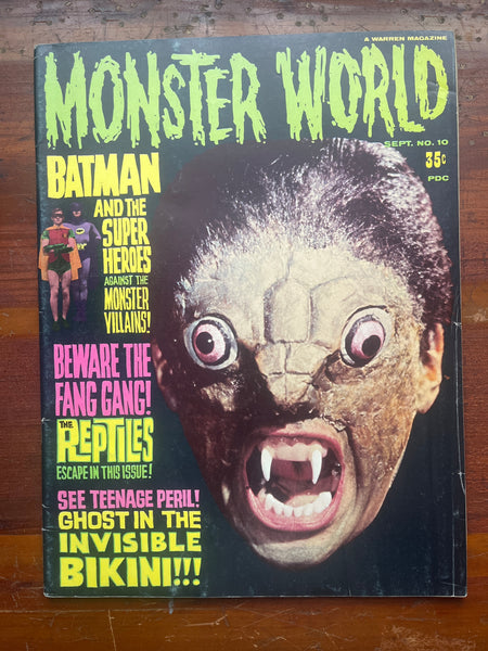 Monster World #10 Batman and Robin against The Monsters? HTF Silver Age Horror Magazine Last Issue FN