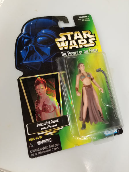 Star Wars Power Of The Force Princess Leia Organa Action Figure as Jabba's Prisoner Collection 1 1997 Sealed On Green Card New