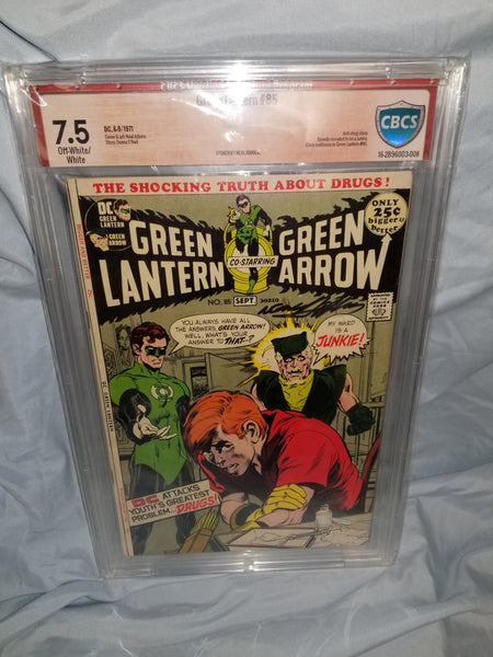 Green Lantern #85 Bronze Age Drug Abuse Key CBCS Signature Verified Neal Adams Series 7.5 VF-