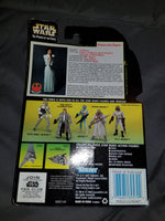 Star Wars Power Of The Force Princess Leia Organa w/ Laser Pistol and Assault Rifle Sealed on Green Card New