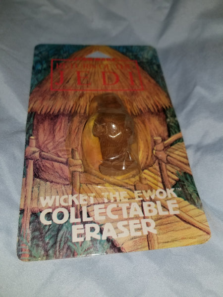 Star Wars Return Of The Jedi Wicket the Ewok Collectable Eraser Vintage 1983 Sealed On Card