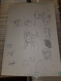Adam Hughes Sketch Page Multiple Images on Standard Size DC Original Art Paper One Of A Kind!