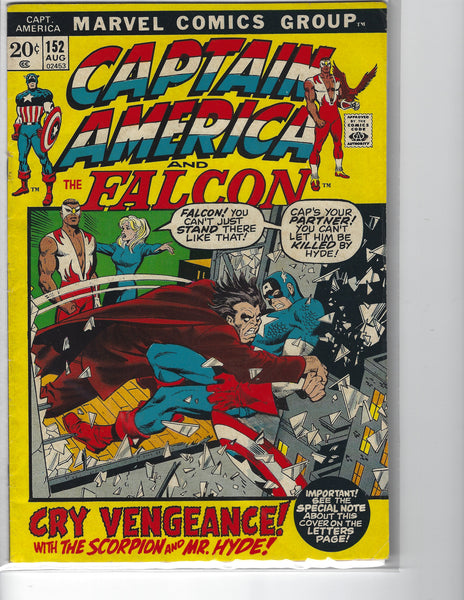 Captain America #152 Cry Vengeance! Bronze Age FVF