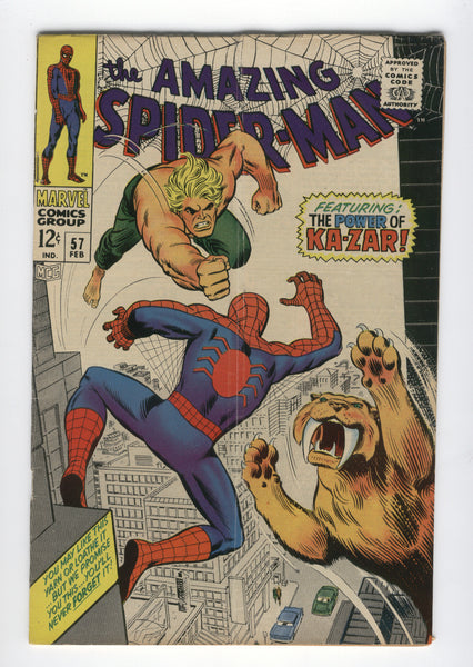 Amazing Spider-Man #57 The Power of Ka-Zar! Romita art Silver Age classic VGFN