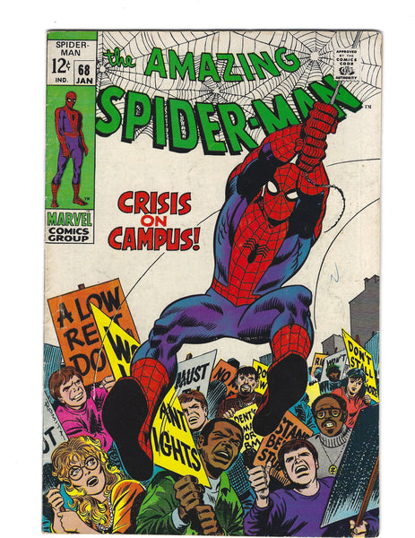 Amazing Spider-Man #68 "Crisis On Campus!" Silver Age Romita Key FN