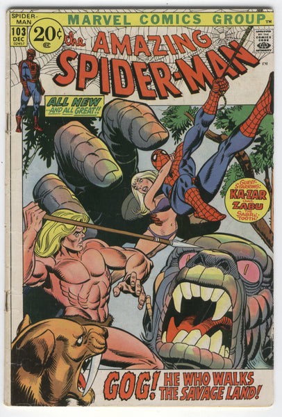 Amazing Spider-Man #103 Ka-Zar, Gog and The Savage Land! Gil Kane Bronze Age Classic GDVG