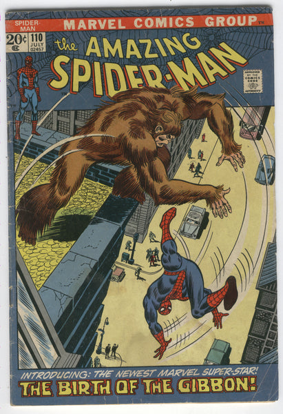 Amazing Spider-Man #110 The Birth Of The Gibbon! Bronze Age Key Last Stan Lee Story VG-