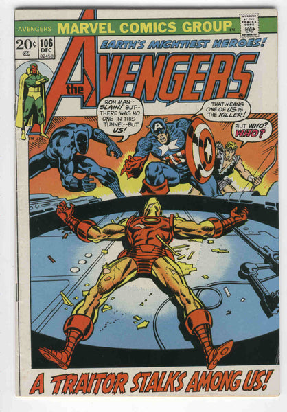 Avengers #106 A Traitor Stalks Among Us The Grim Reaper Bronze Age Key Buckler Art FVF