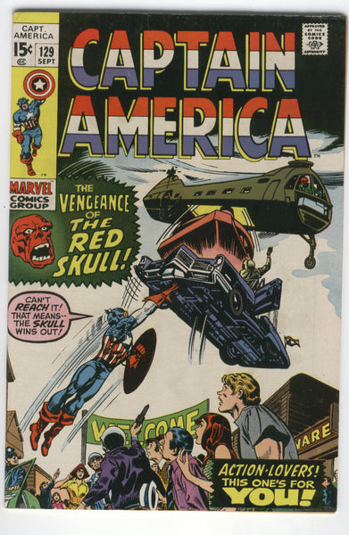 Captain America #129 The Vengeance Of The Red Skull! Bronze Age FN