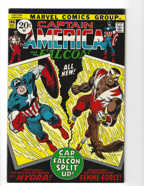 Captain America #144 Cap And The Falcon Split Up! First Femme-Force!! Bronze Ag Key FVF