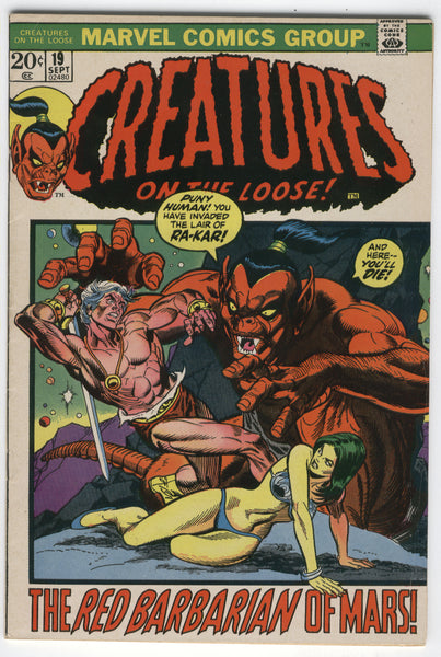 Creatures On The Loose #19 The Red Barbarian Of Mars! Bronze Age FVF