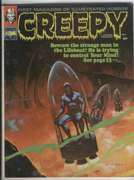 Creepy #34 Early Bronze Age Warren Horror Magazine VG