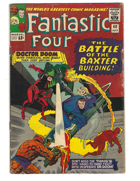 Fantastic Four #40 The Battle Of The Baxter Building! Daredevil! Doom! Silver Age Kirby Classic VG