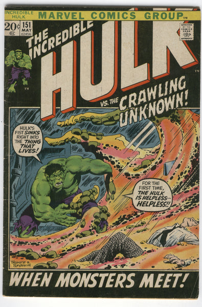 Incredible Hulk #151 The Crawling Unknown Bronze Age Key VG