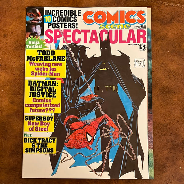 Comics Scene Spectacular July 1990 McFarlane Spider-Man Batman Cover w/ Promo Posters Simpsons Turtles (Yowza!) NM