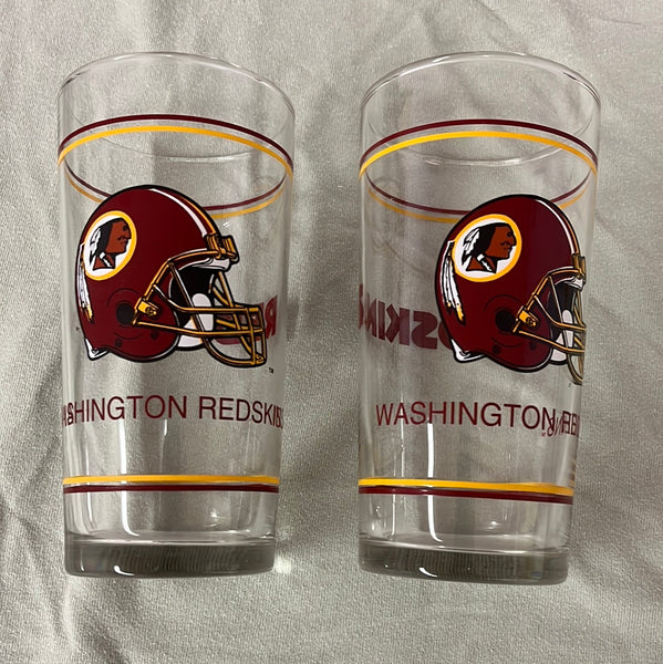 Washington Redskins Vintage Pint Glasses Set of 2 Excellent Condition