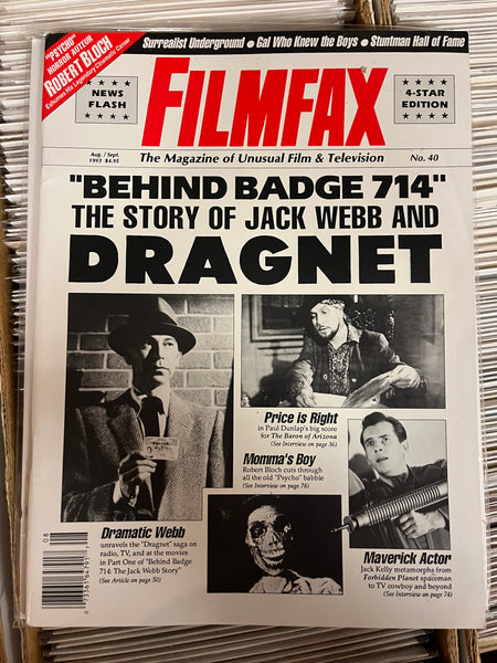 Filmfax #40 Dragnet Three Stooges!  August 1993 VF