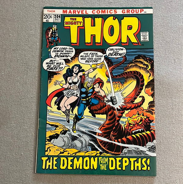 Thor #204 The Demon From The Depths! Bronze Age Window Box cover! FVF