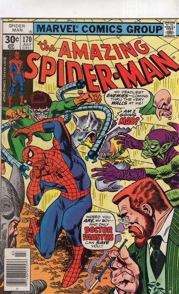 Amazing Spider-Man #170 Dr Faustus Attacks The Mind! Bronze Age FN