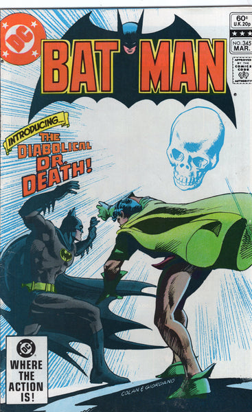 Batman #345 The Diabolical Dr. Death! Colan Art FN