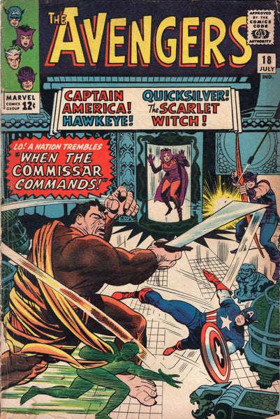 Avengers #18 "When The Commissar Commands!" Cap Hawkeye Scarlet Witch Quicksilver Silver Age Classic! VG-