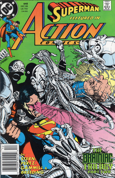 Action comics #648 The Brainiac Trilogy! Perez Art!! News Stand Variant!!! VF