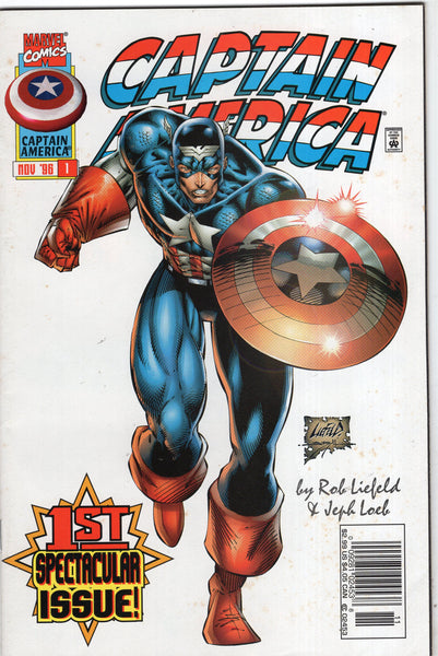 Captain America Vol 2 #1 Liefeld Cover News Stand Variant FN