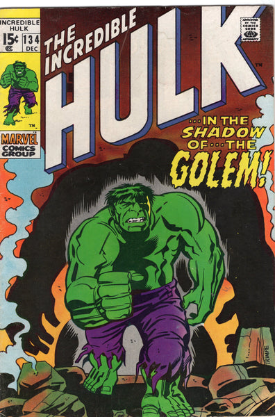 Incredible Hulk #134 "In The Shadow Of... The Golem!" Early Bronze Age Classic VGFN
