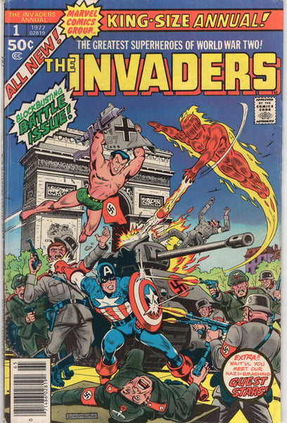 Invaders Annual #1 Blockbusting Battle Issue! Schomberg Cover "Okay Axis - Here We Come!" VG