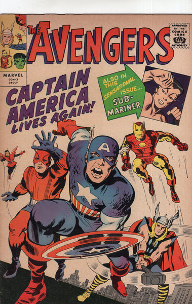 Avengers #4 Captain America Reborn! Golden Records Reprint Silver Age Key FN