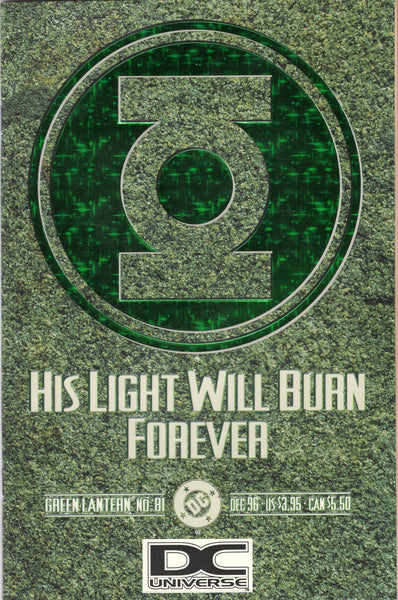 Green Lantern #81 His Light Will Burn Forever! Deluxe Foil Cover DC Universe Logo VariantFVF