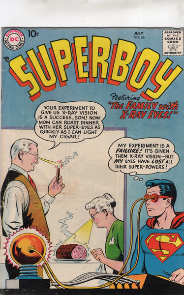Superboy #66 The Family With X-Ray Eyes! Golden Age 10 Cent Cover VGFN
