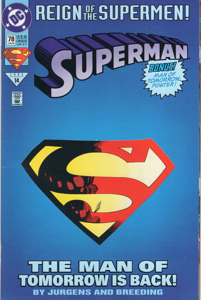 Superman #78 Blue Die-Cut Cover FVF