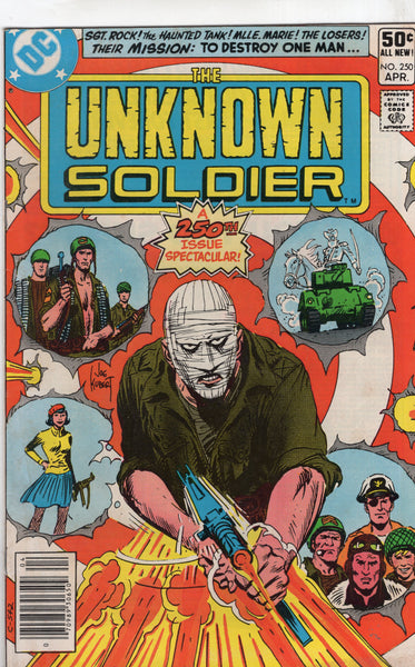 Unknown Soldier #250 Sgt Rock! The Haunted Tank!! Mlle Marie!!! The Losers!!!! News Stand Variant VG