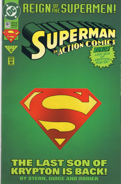 Action Comics #687 The Last Son Of Krypton Fancy Die-Cut Cover VF