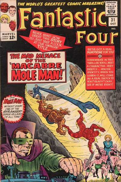 Fantastic Four #31 The Menace Of The Macabre Mole Man! Silver Age Kirby Classic VGFN