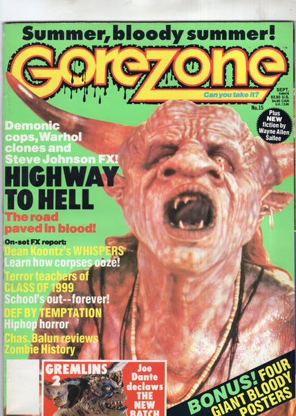 Gorezone #15 Horror Magazine w/ Poster Inserts HTF VF