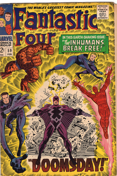 Fantastic Four #59 Doosday! + The Inhumans!! Silver Age Kirby Classic !!! VG