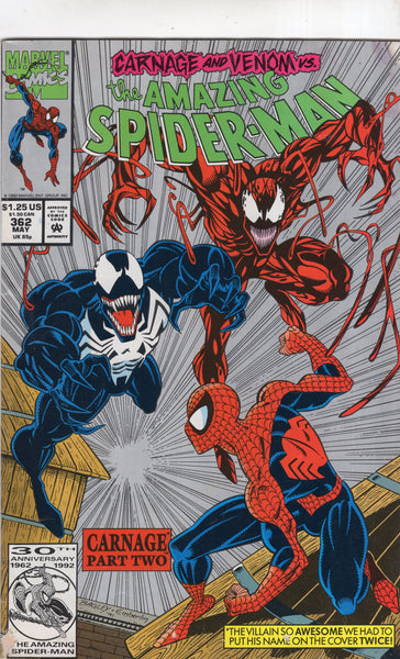 Amazing Spider-Man #362 2nd Carnage! 2nd Print!! Venom Too!!! VG