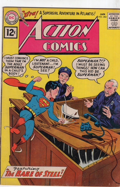 Action Comics #284 'The Babe Of Steel!" Tape Pull on Cover Silver Age Classic GVG