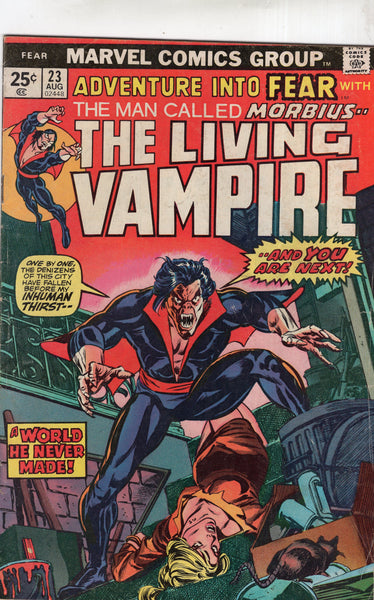 Adventure Into Fear #23 Solo Morbius! Bronze Age Horror!! VG