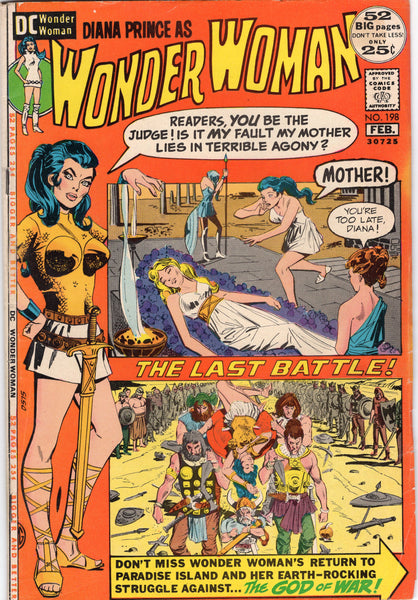 Wonder Woman #198 The Last Battle! HTF "Diana Prince Bronze Age Key 52 Pg Giant VGFN