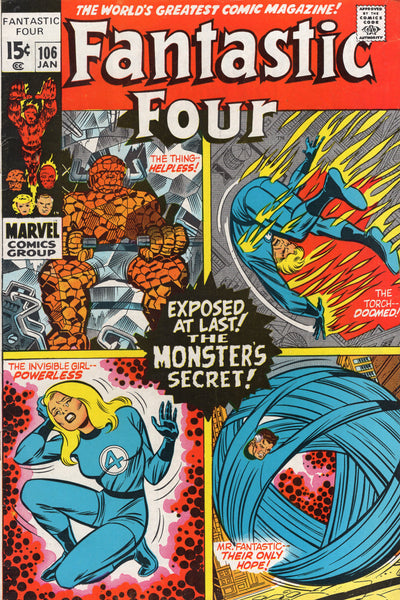 Fantastic Four #106 The Monster's Secret! Romita Art Bronze Age Classic VGFN