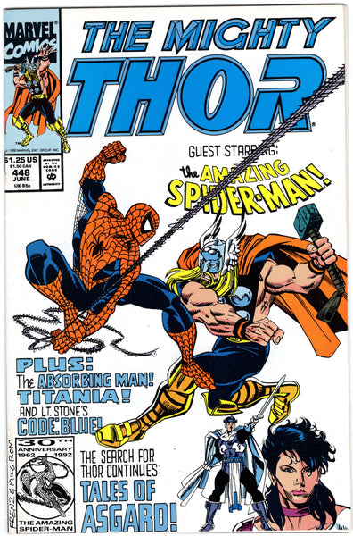 Thor #448 Guest Starring Spider-Man! VFNM