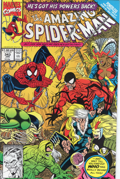 Amazing Spider-Man #343 Powerless No More! (Plus The Black Cat!!) VF